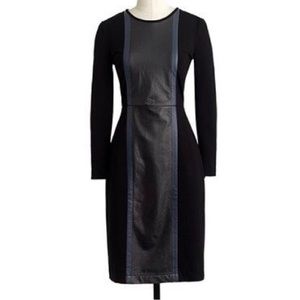 J. Crew Leather front Panel Sheath Dress Black 4